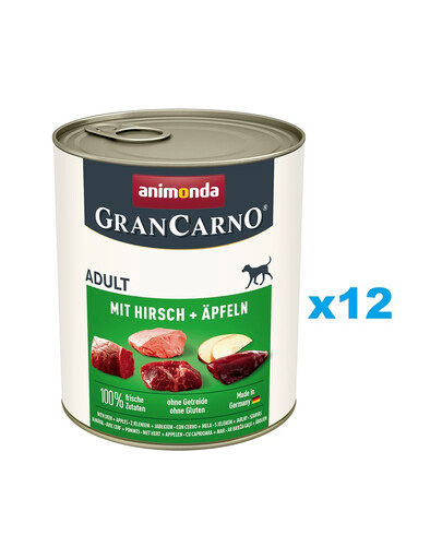 ANIMONDA GranCarno Adult - Nourriture humide avec du cerf et des pommes pour chiens - 12x800 g