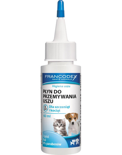 FRANCODEX Liquide de nettoyage des oreilles pour chatons et chiots 60 ml