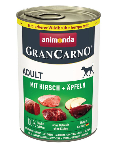 ANIMONDA GranCarno Adult - Nourriture humide avec cerf et pommes pour chiens - 12x400 g