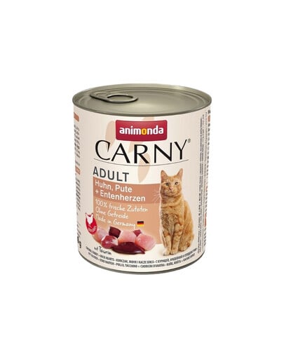 ANIMONDA Carny Adult Chicken&Turkey&Duck hearts 800 g poulet, coeurs de dinde & de canard pour chats adultes