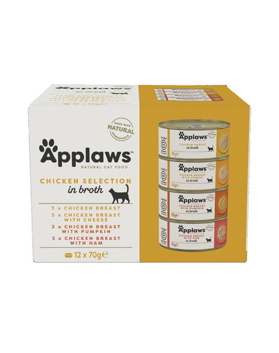 APPLAWS Multipack - Collection de pâtées aux saveurs variées de poulet pour chat - 12x70 g