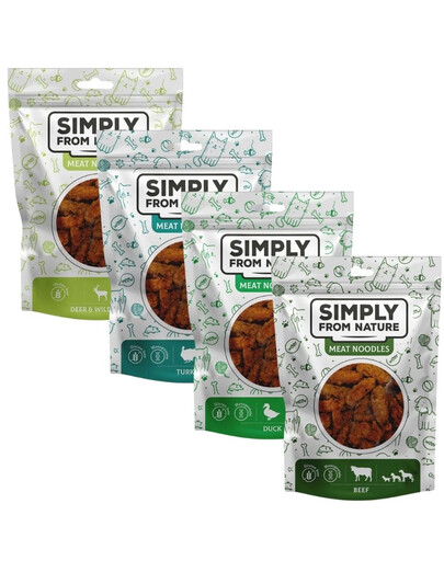 MPLY FROM NATURE Meat Noodles Saveurs mélangées pour chiens 4x80 g