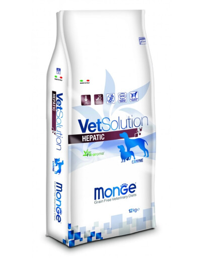 MONGE Vet Solution Dog Hepatic - Croquettes vétérinaires pour soutenir la fonction hépatique - 12 kg