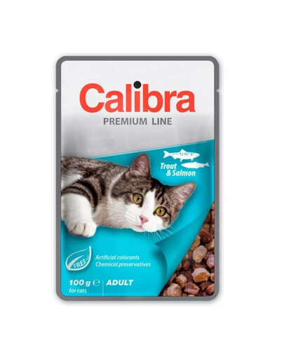 CALIBRA Cat Premium Line Adult Trout&Salmon - avec truites et saumons pour chats - 100 g