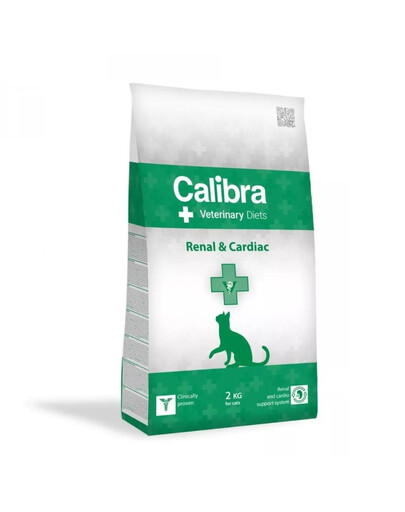CALIBRA Veterinary Diet Cat Renal & Cardiac - pour chats recommandée pour soutenir la fonction rénale - 2 kg