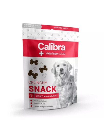 CALIBRA Veterinary Diet Crunchy Snack Weight Management - pour les chiens adultes en surpoids ou diabétiques - 120 g