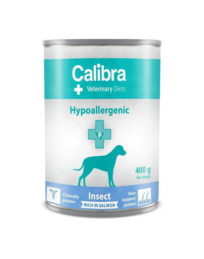 CALIBRA Veterinary Diet Dog Hypoallergenic Insect & Salmon - Insectes et saumon pour chiens souffrant de problèmes dermatologiques - 400 g