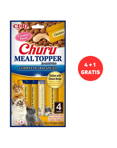 INABA Meal Topper Chicken Cheese 4 x 4x14 g + 1 PIÈCE GRATUITE