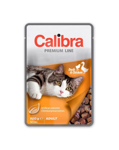 CALIBRA Cat Premium Line Adult Duck&Chicken - avec canard et poulet pour les chats - 100 g