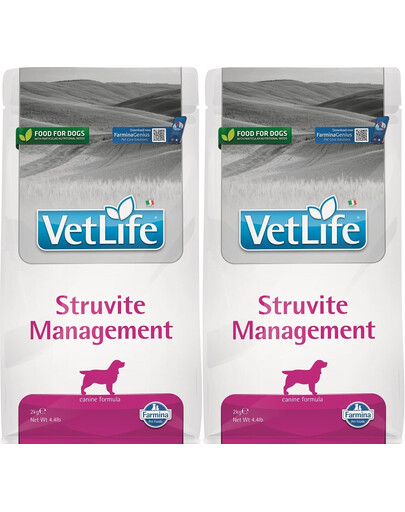 FARMINA Vet Life Dog Struvite Canine - nourriture pour chiens souffrant d'une maladie des voies urinaires - 2x2 kg