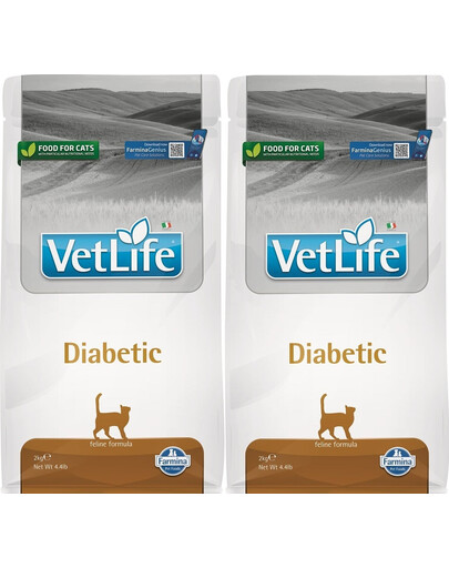 FARMINA Vet life Diabetic Cat aliments secs pour chats atteints de diabète sucré 2 x 2 kg
