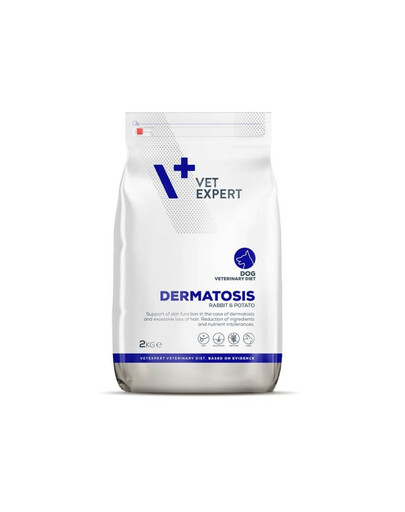 VET EXPERT Veterinary Diet Dermatosis Aliment sec pour chiens adultes pour le soutien de la peau en cas de dermatite 2 kg