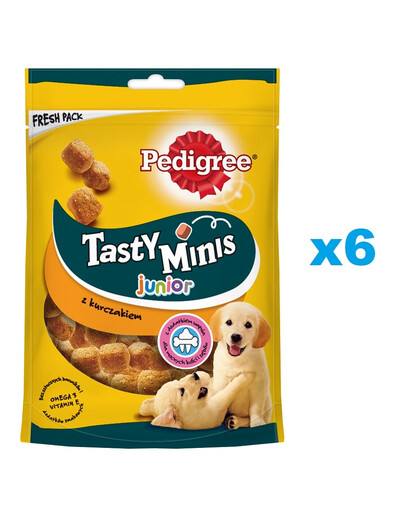 PEDIGREE Tasty Minis Junior - Friandises pour chiots avec du poulet - 6x125 g