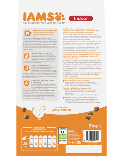 IAMS For Vitality Indoor Croquettes pour chats adultes d'intérieur au poulet 3 kg