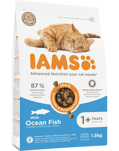 IAMS for Vitality Croquettes pour chats adultes avec des poissons d'océan 1,5 kg