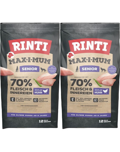 RINTI MAX-I-MUM Senior Chicken - Poulet pour chiens âgés - 2 x 12 kg
