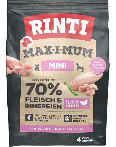 RINTI MAX-I-MUM Mini Adult Chicken - avec poulet pour chiens de petites races - 4 kg