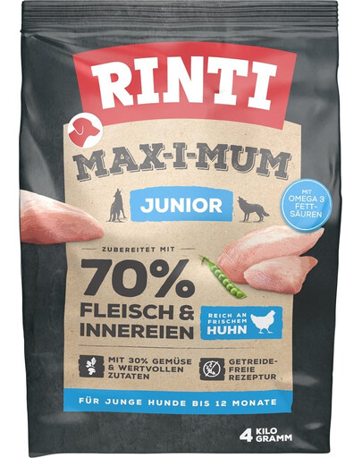 RINTI MAX-I-MUM Junior Chicken - avec du poulet pour chiots - 4 kg