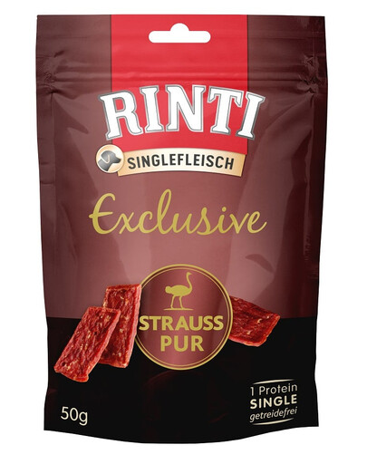RINTI Singlefleisch Exclusive Snack Ostrich avec une autruche 50 g