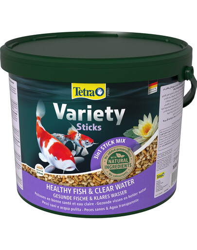 TETRA Pond Variety Sticks - trois sticks différents comme nourriture principale pour tous les poissons de bassin - 10 L