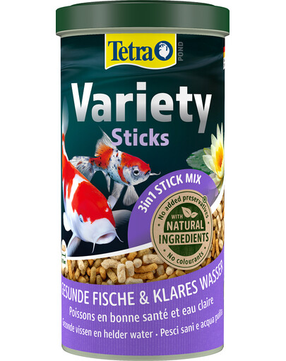 TETRA Pond Variety Sticks - trois sticks différents comme nourriture principale pour tous les poissons de bassin - 1 L