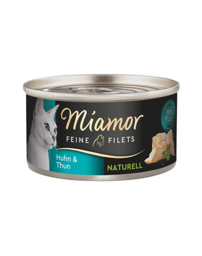 MIAMOR Feine Filets Naturell Chicken&Tuna - Pâtée de poulet et thon dans leur sauce 80g