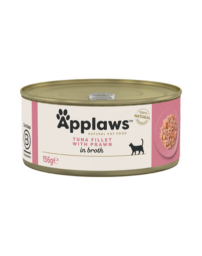 APPLAWS Cat Tin - Filet de thon et crevettes en bouillon - 156 g