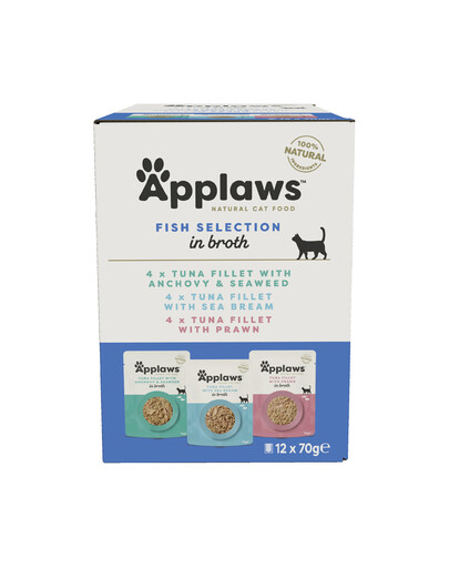 APPLAWS Cat Pouch Multipack Fish Selection - Mix de saveurs de poissons - 12 x 70 g