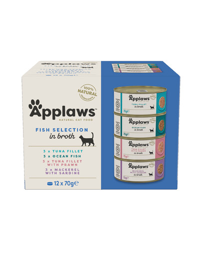 APPLAWS Cat Tin Multipack Fish Collection - Mix de saveurs aux poissons - 12 x 70g