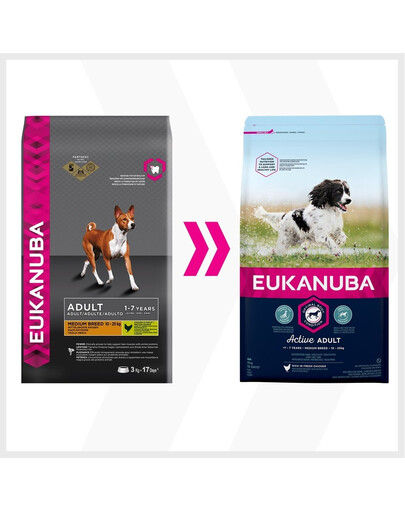 EUKANUBA Adult Medium Breeds Chicken - pour chiens de race moyenne à base de poulet frais - 3 kg