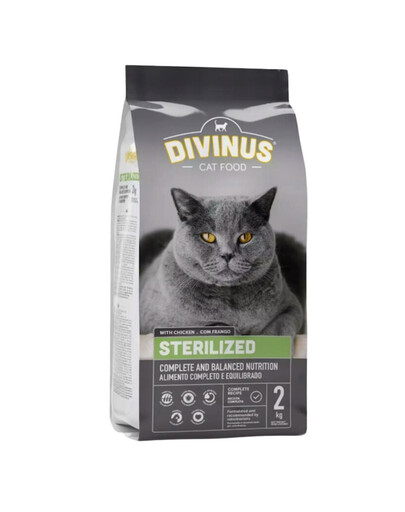 DIVINUS Cat Sterilized - Nourriture complète pour chats adultes stérilisés - 2 kg