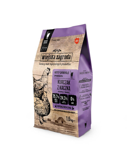 WIEJSKA ZAGRODA - Croquettes poulet et canard pour chats - 1,6kg