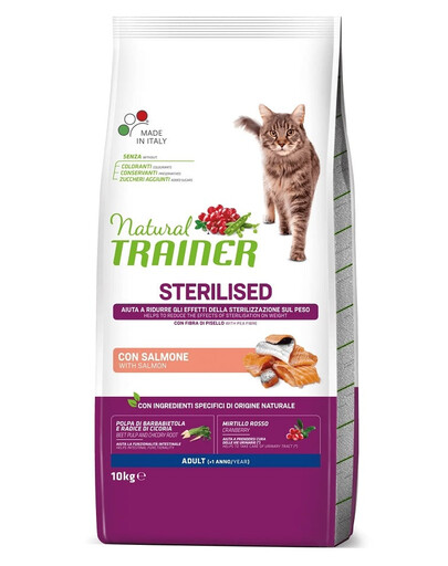TRAINER Natural Cat Sterilised Adult avec du saumon 10kg
