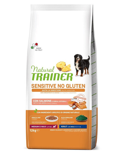 TRAINER Natural Sensitive No Gluten Medium Maxi Adult avec du saumon 12kg