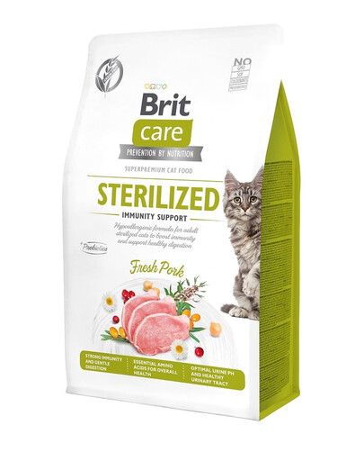 BRIT CARE Grain-Free Sterilized Immunity 0.4 kg formule hypoallergénique pour chats adultes stérilisés