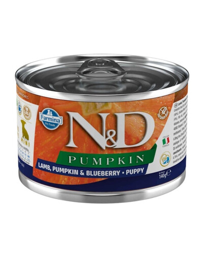 FARMINA N&D Puppy Lamb, pumpkin, blueberry - agneau, potiron et myrtille pour chiots - 140 g