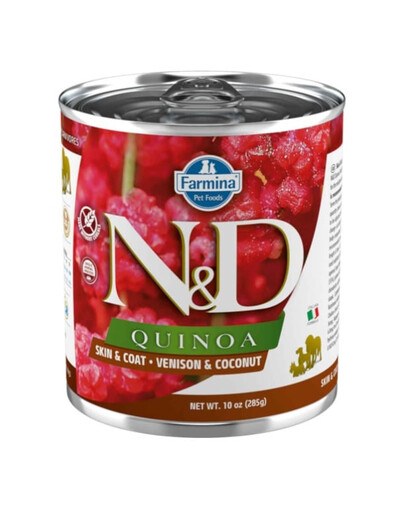 FARMINA N&D Quinoa Dog Venison, coconut - Venaison avec noix de coco pour renforcer la peau et le pelage - 285 g