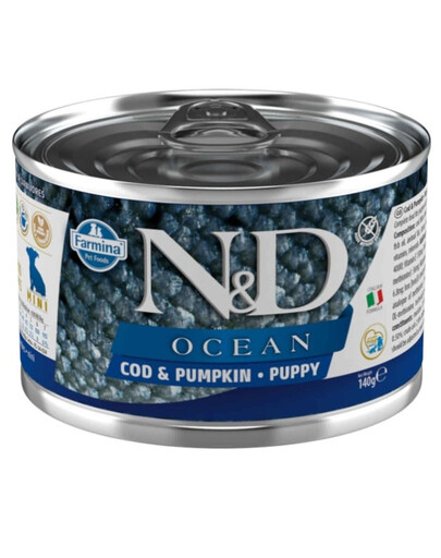 FARMINA N&D Oceean Dog Puppy Codfish, pumpkin - morue et potiron pour chiots - 140 g