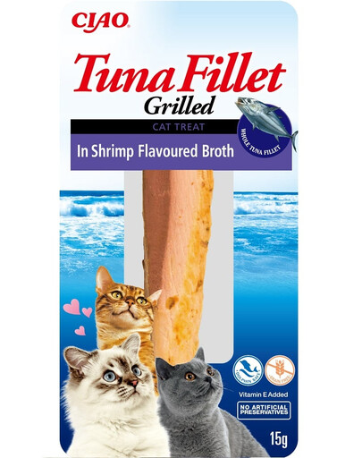 INABA Tuna fillet in shrimp broth - filet de thon dans un bouillon aromatisé aux crevettes pour chats - 15g