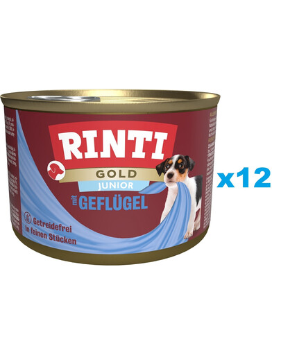 RINTI Gold Junior Poultry Mini Volaille pour chiots de petite race 12x185 g