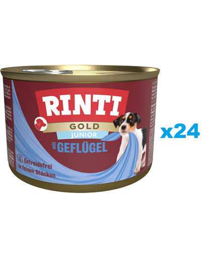 RINTI Gold Junior Poultry Mini Volaille pour chiots de petite race 24x185 g