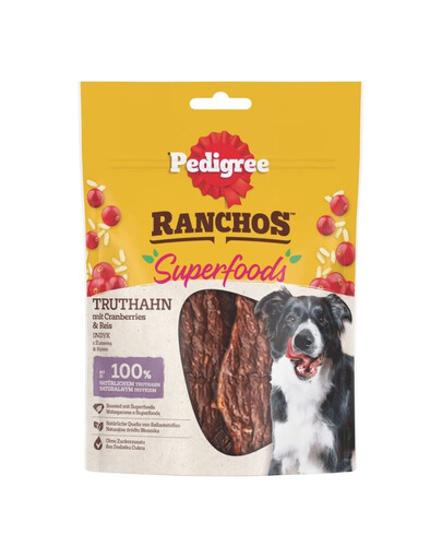 PEDIGREE Ranchos Superfoods avec de la dinde, de la canneberge et du riz 70g