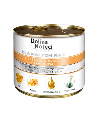 DOLINA NOTECI Premium - Faisan, potiron et pâtes pour chiens adultes de petites races - 185g