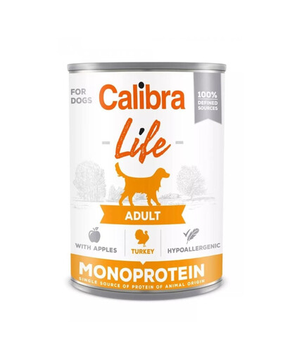CALIBRA Dog Life Adult Turkey with Apples - pâtée complète hypoallergénique pour chiens adultes - 400 g