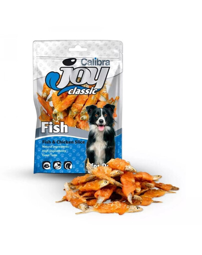 CALIBRA Dog Joy Classic Fish & Chicken Slice - poisson enveloppé dans du poulet - 80 g