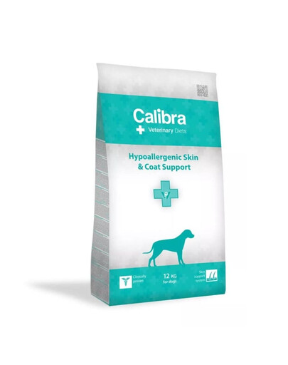 CALIBRA Veterinary Diet Dog Hypoallergenic Skin&Coat Support - pour soutenir la fonction cutanée et le pelage - 12 kg