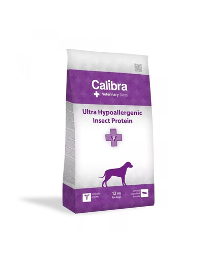 CALIBRA Veterinary Diet Dog Ultra-Hypoallergenic Insect - protéines d'insectes pour la réduction des intolérances alimentaires - 12 kg