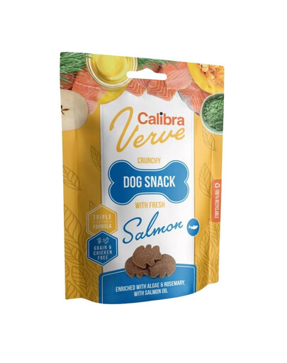 CALIBRA Dog Verve Crunchy Snack Fresh Salmon - Friandises sans céréales au saumon - 150 g