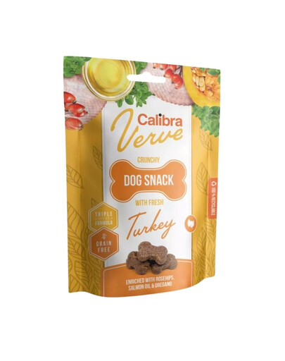 CALIBRA Dog Verve Crunchy Snack Fresh Turkey - Friandises sans céréales à base de dinde - 150 g