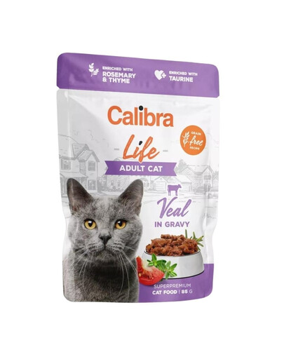 CALIBRA Cat Life pouch Adult Veal in gravy - veau en sauce pour chats - 85g